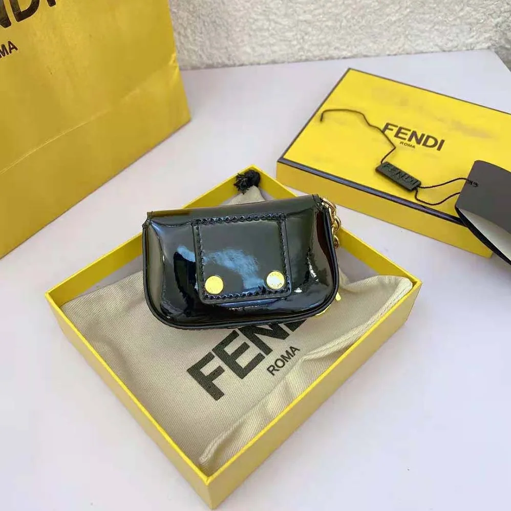 Fendi Nano Baguette Black Patent Leather Charm for Women