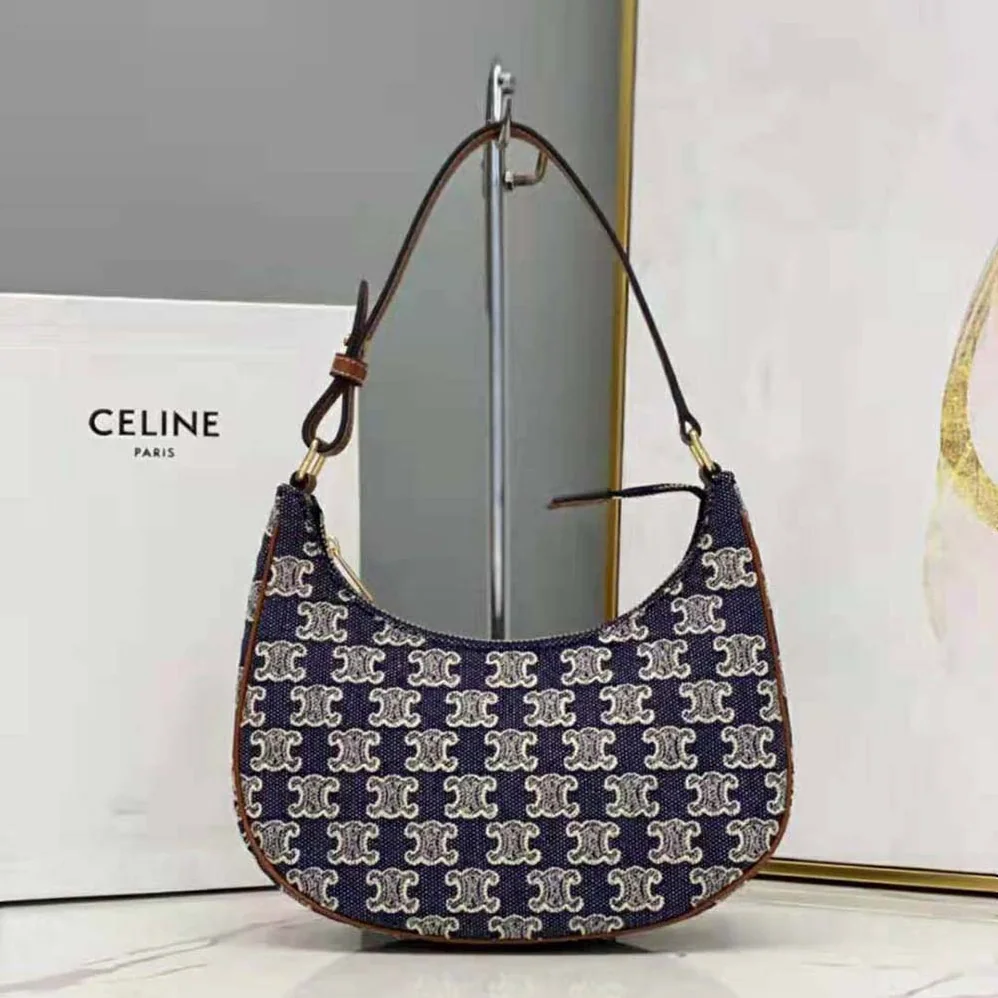 Celine Ava Bag in Textile with Triomphe Embroidery for Women