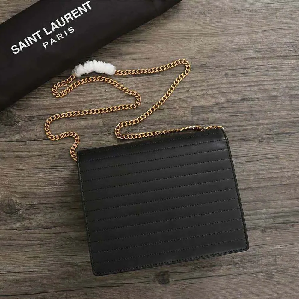 Saint Laurent YSL Victoire Chain Bag Crinkled Leather for Women in Black Saint Laurent YSL Victoire Chain Bag Crinkled Leather for Women in Black