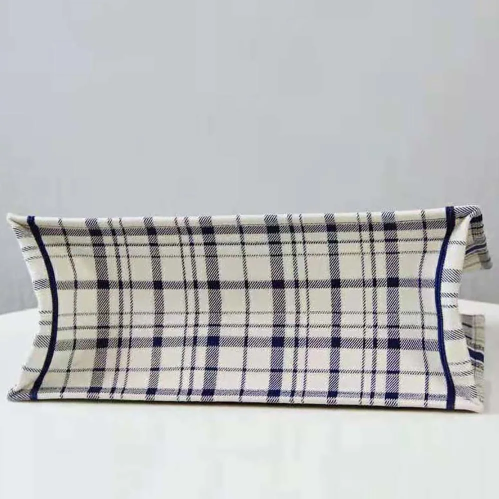 Dior Book Tote Blue Check'n'Dior Embroidery for Women