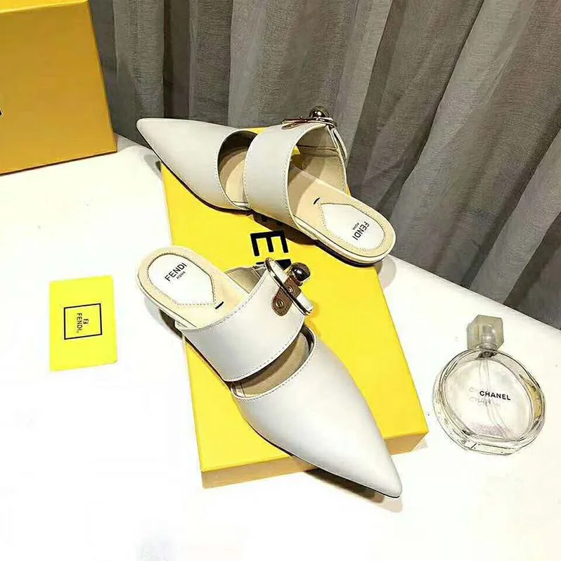 Fendi Shoes Sabots White Leather Slingbacks for Women