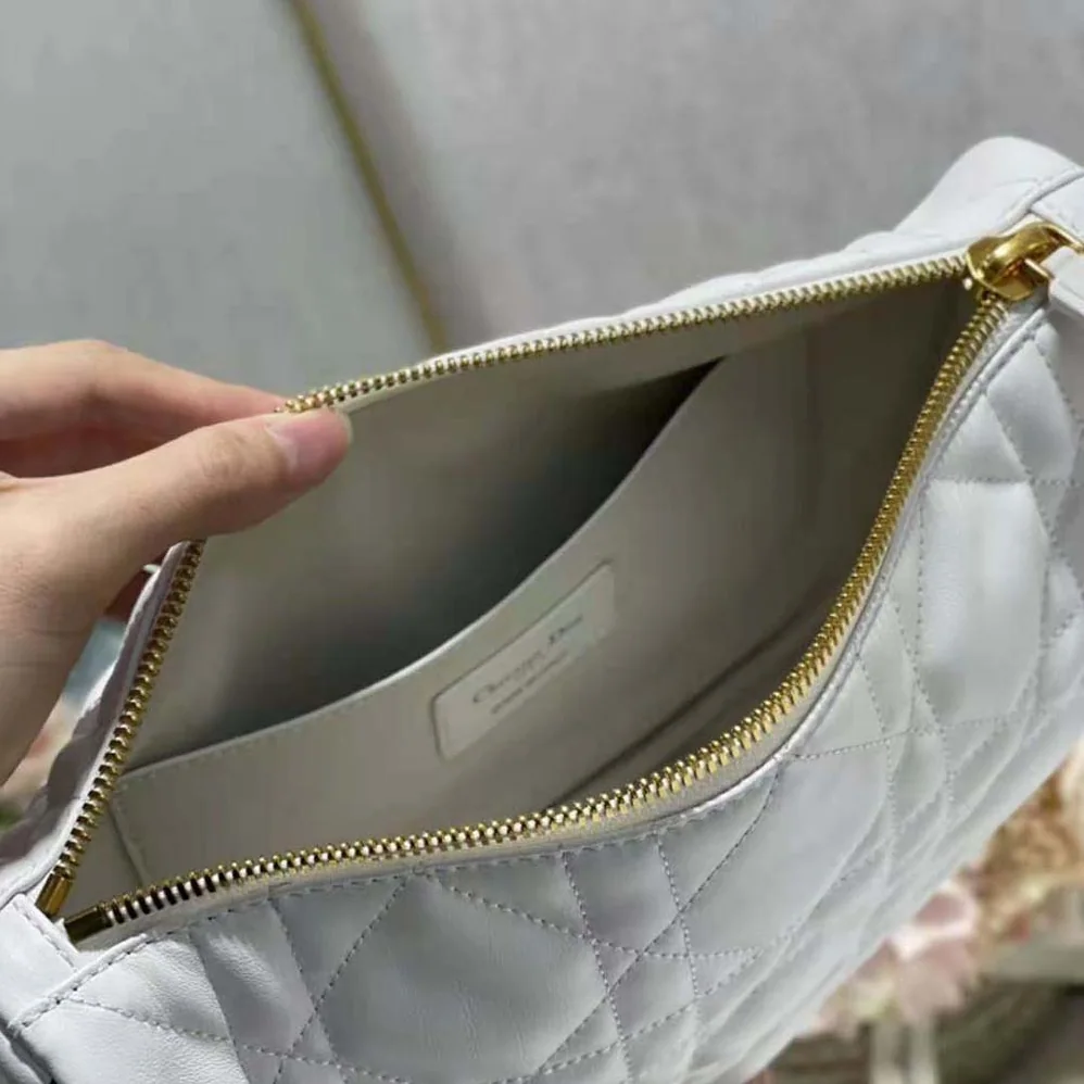 Dior Medium Dior Vibe Hobo Bag White Cannage Lambskin for Women