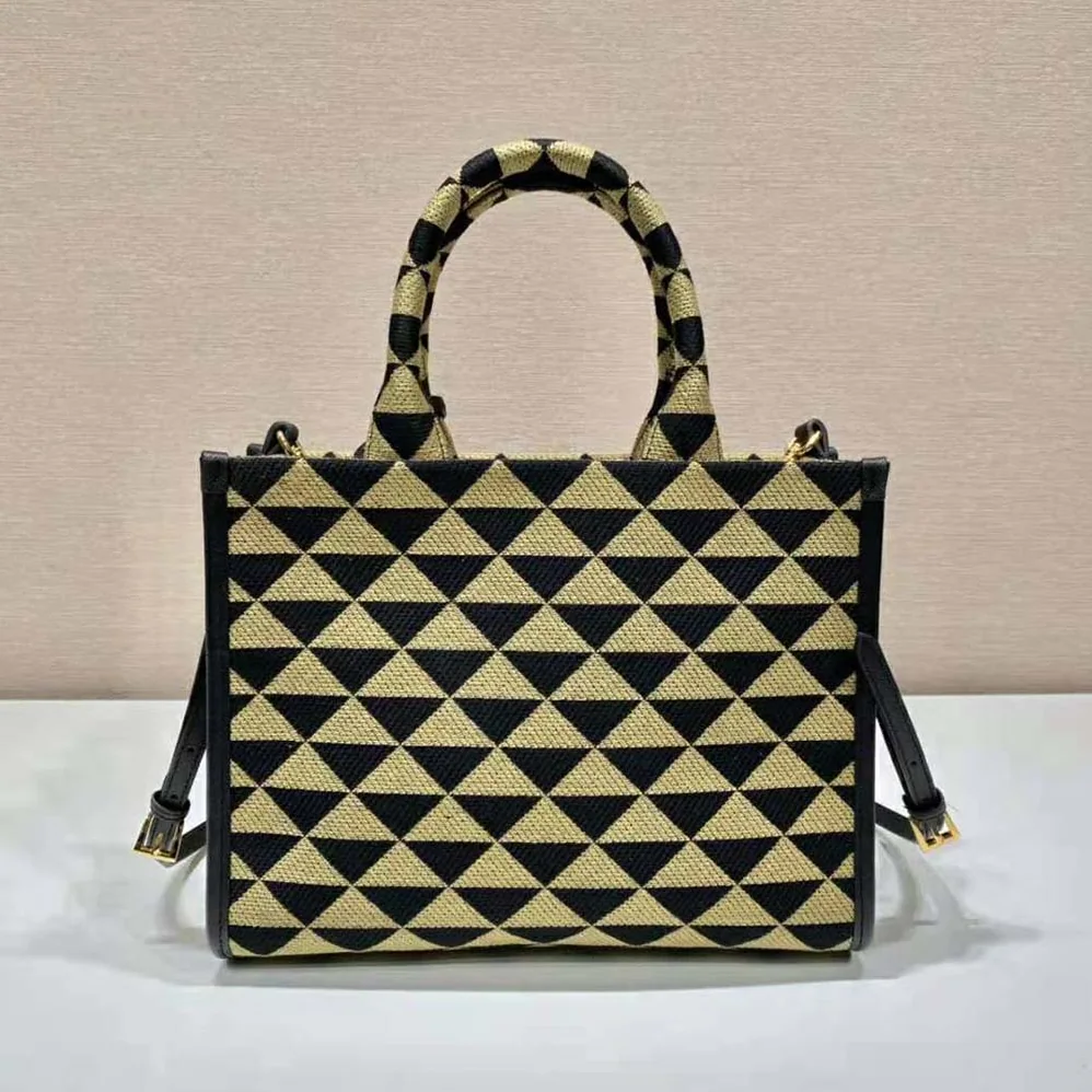 Prada Small Prada Symbole Jacquard Fabric Handbag for Women in Brown