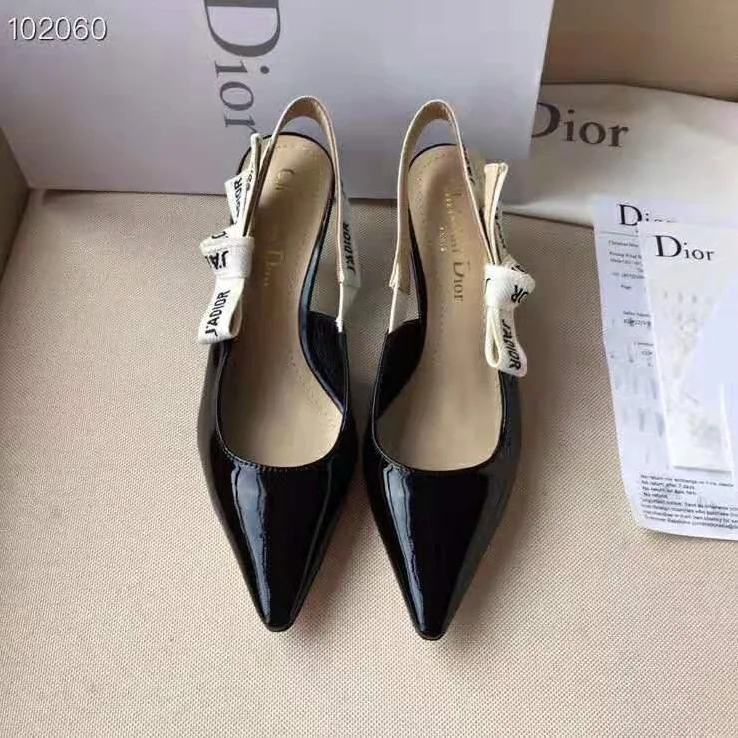 Dior J'adior Slingback Black Patent Calfskin Leather 6.5 cm Heel for Women