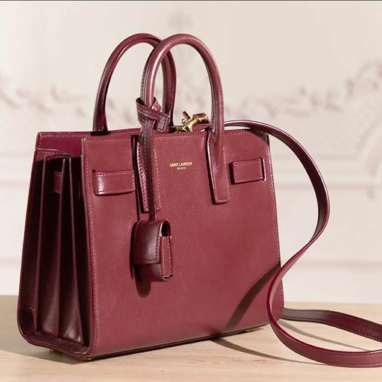 Saint Laurent YSL Sac De Jour in Smooth Leather for Women in Burgundy Saint Laurent YSL Sac De Jour in Smooth Leather for Women in Burgundy