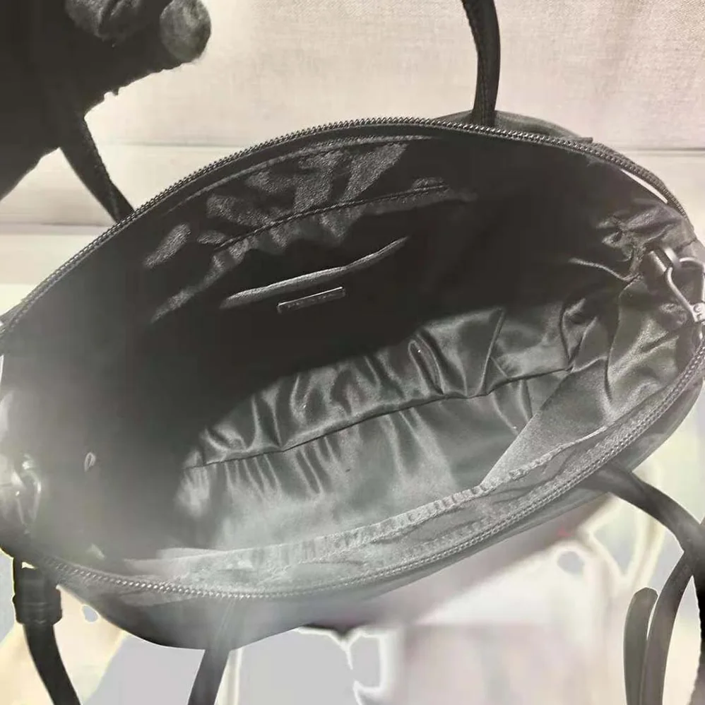 Prada Embroidered Nylon in Leather Handbag for Women in Black Prada Embroidered Nylon in Leather Handbag for Women in Black