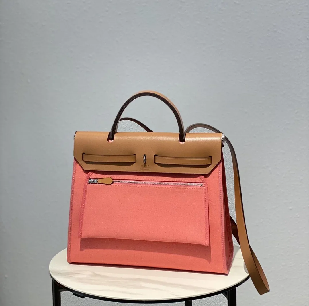 Hermes Herbag Zip Bag Pink, Silver Toned Hardware Bag Hermes Herbag Zip Bag Pink, Silver Toned Hardware Bag