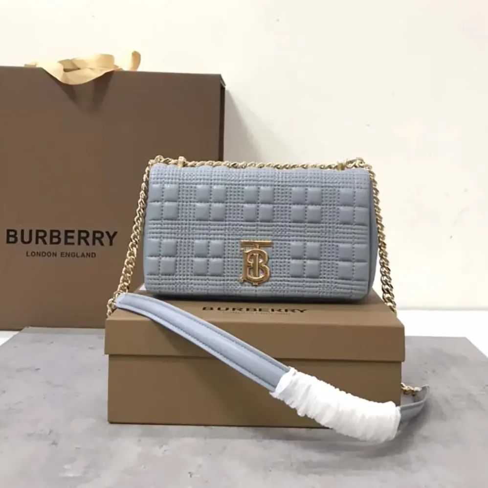Burberry Small Quilted Lambskin Lola Bag for Women in Blue