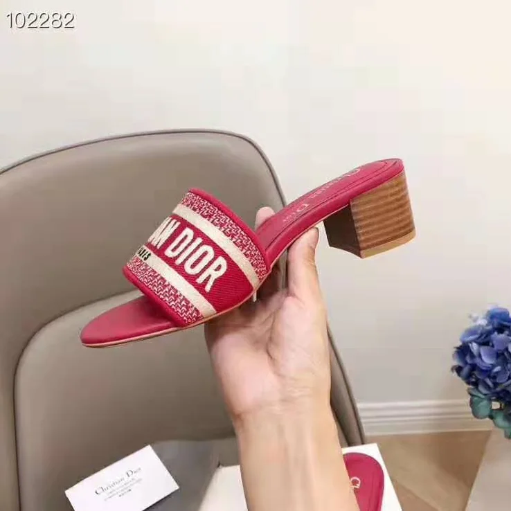 Dior Dway Mule in Embroidered Cotton for Women in Maroon Dior Dway Mule in Embroidered Cotton for Women in Maroon
