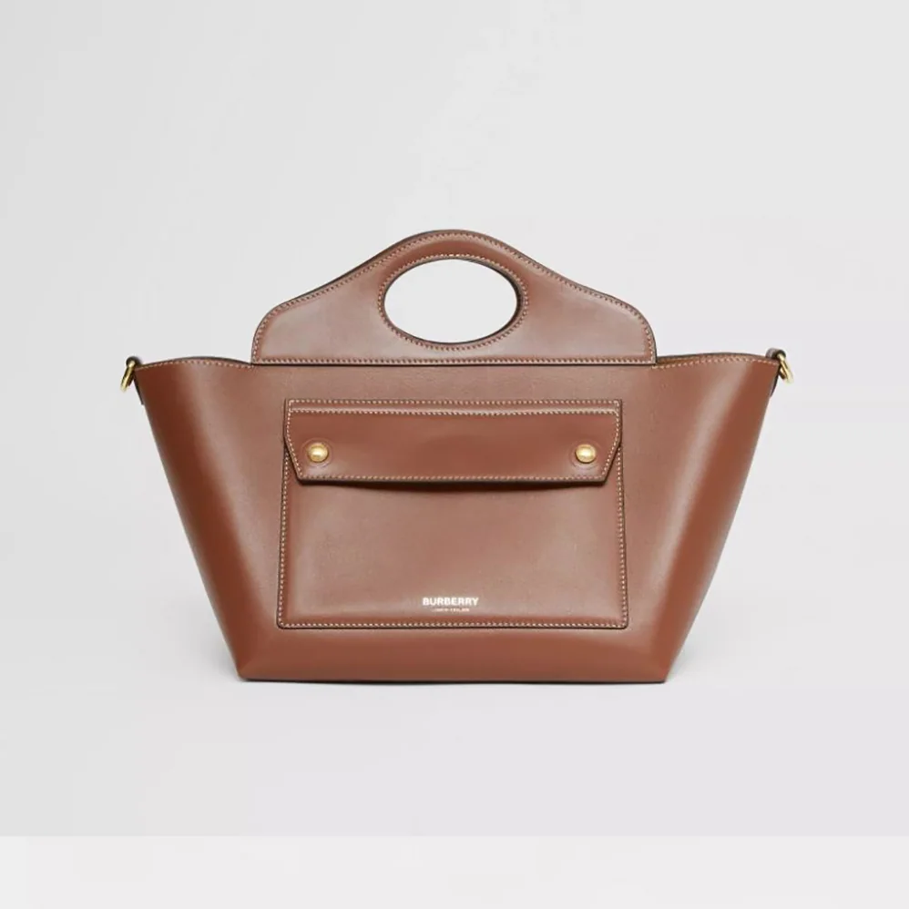 Burberry Mini Leather Soft Pocket Tote for Women in Brown Burberry Mini Leather Soft Pocket Tote for Women in Brown