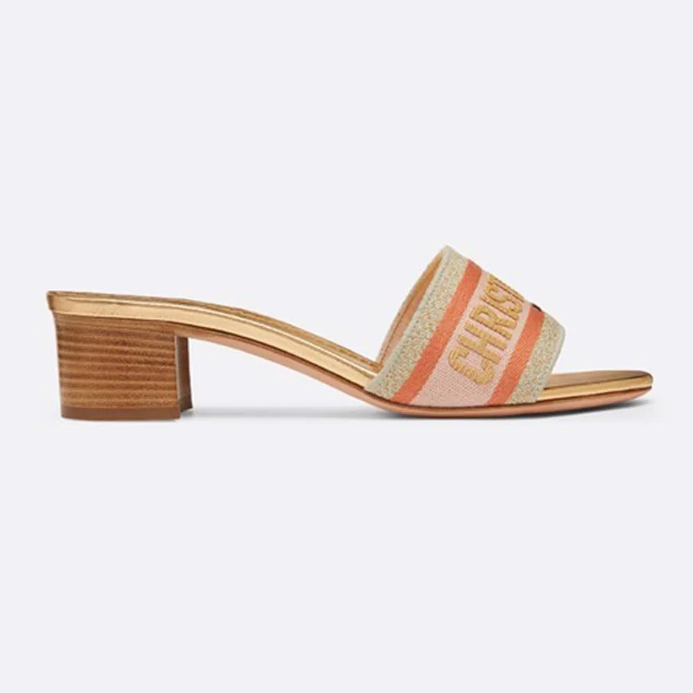 Dior Dway Mule in Embroidered Cotton for Women in Gold Dior Dway Mule in Embroidered Cotton for Women in Gold