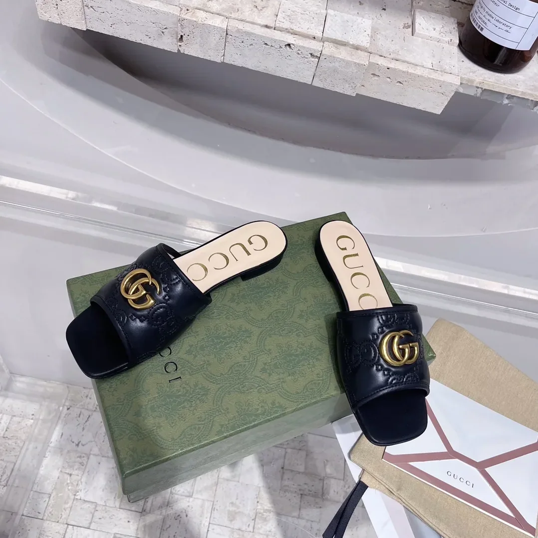 Gucci Slide Sandal With Double G Black for Women