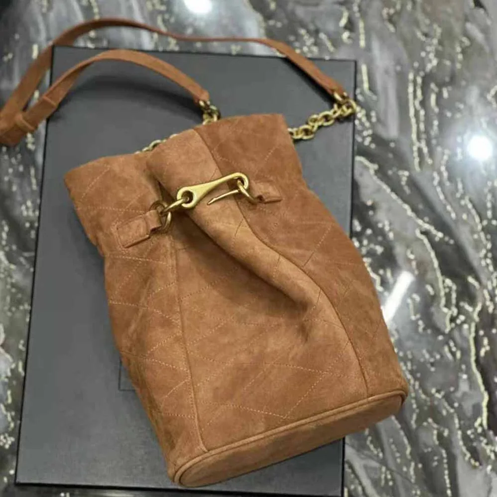 Saint Laurent YSL Le Maillon Bucket Bag in Suede for Women Saint Laurent YSL Le Maillon Bucket Bag in Suede for Women