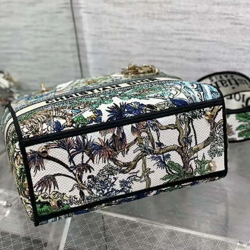 Dior Medium Lady D-lite Bag White Multicolor Étoile de Voyage Embroidery for Women Dior Medium Lady D-lite Bag White Multicolor Étoile de Voyage Embroidery for Women