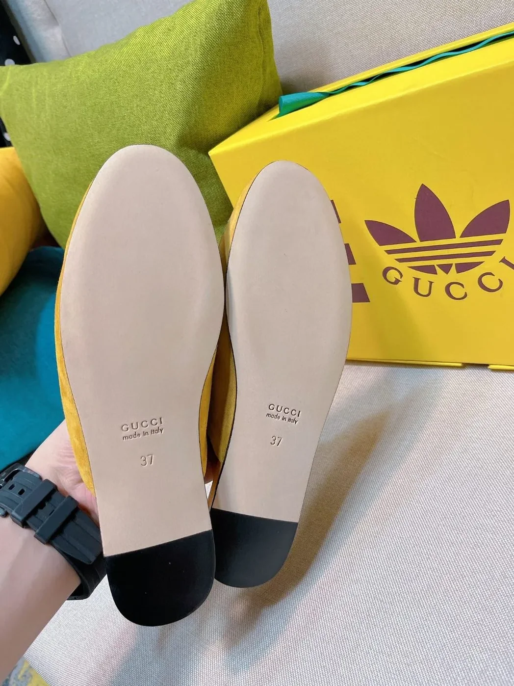 Gucci x Adidas GG Trefoil Slipper Yellow for Women Gucci x Adidas GG Trefoil Slipper Yellow for Women