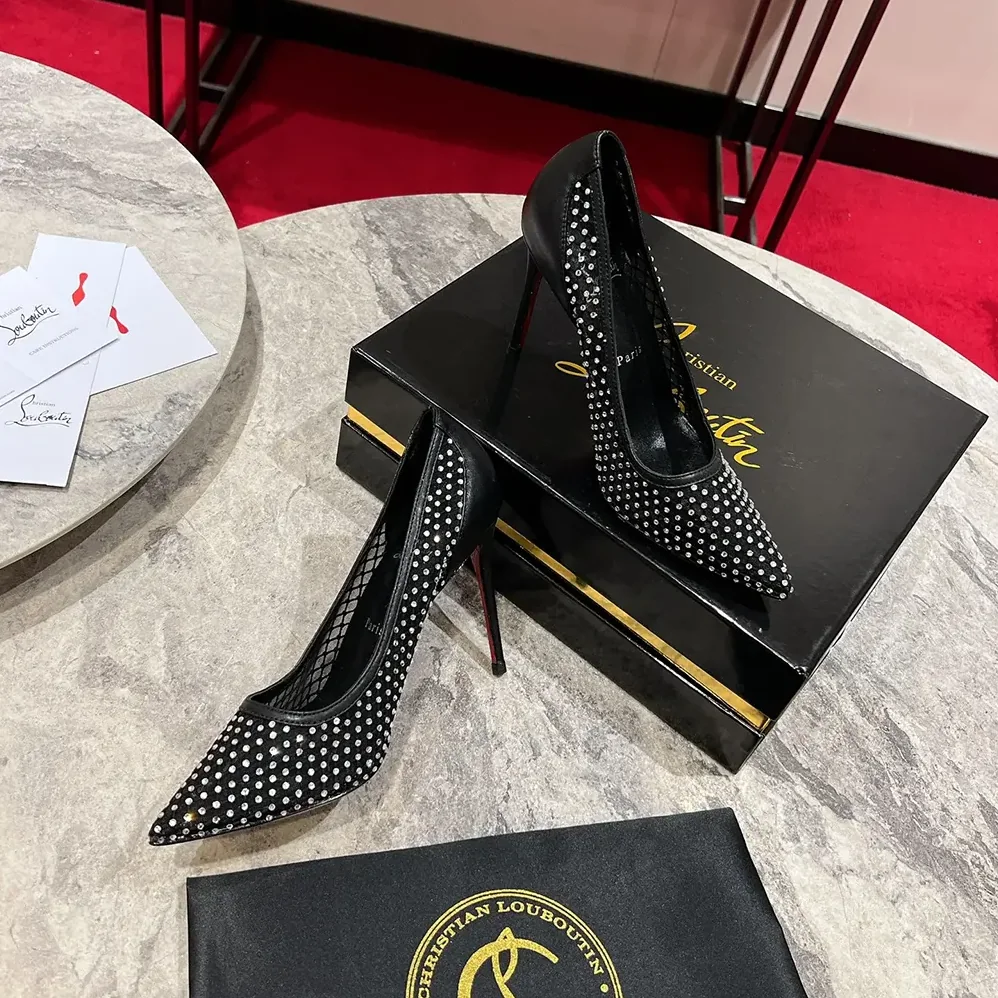 Christian Louboutin Apostropha Mesh Strass 80mm Pumps for Women in Black