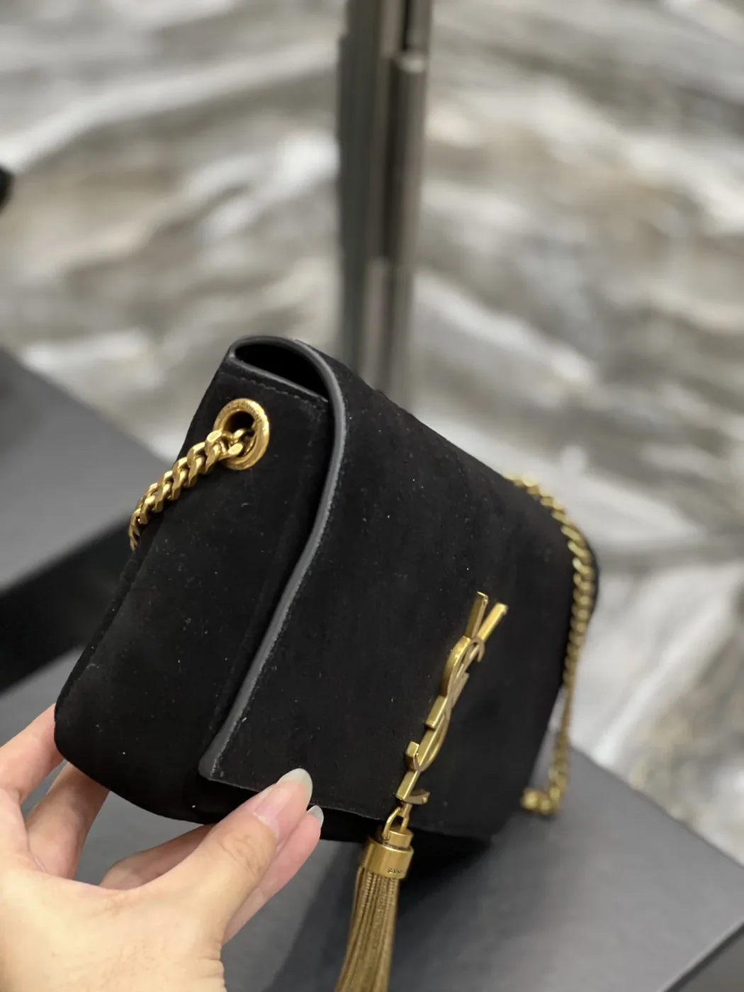 Saint Laurent Kate 99 Chain Bag With Tassel Black