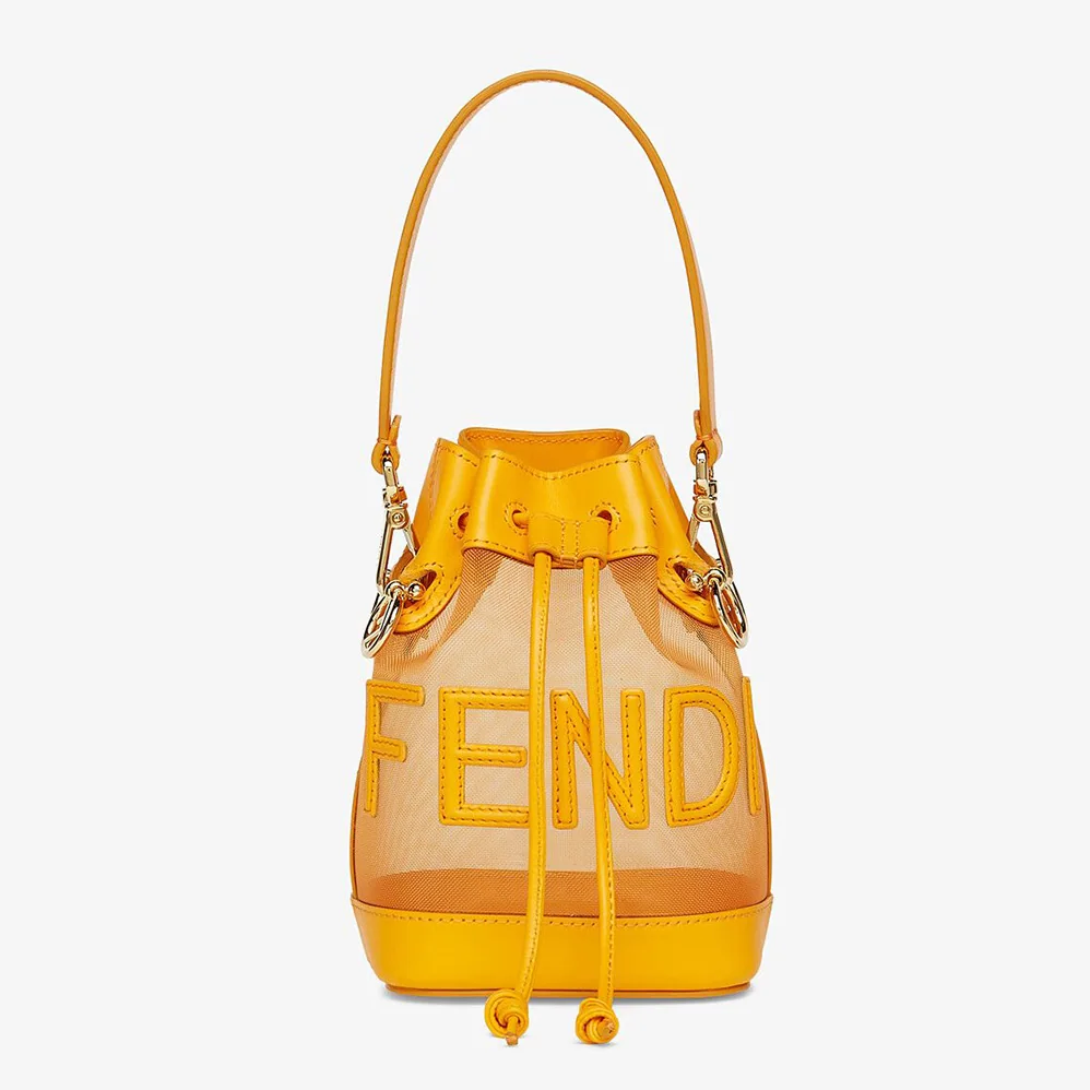 Fendi Mon Tresor Leather and Mesh Mini-bag for Women in Orange Fendi Mon Tresor Leather and Mesh Mini-bag for Women in Orange