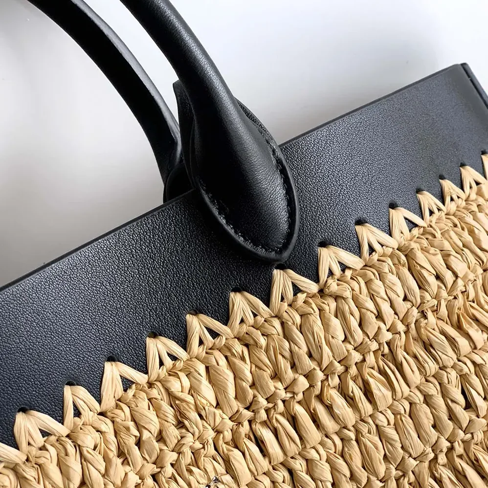 Prada Small Crochet and Leather Tote Bag for Women Prada Small Crochet and Leather Tote Bag for Women