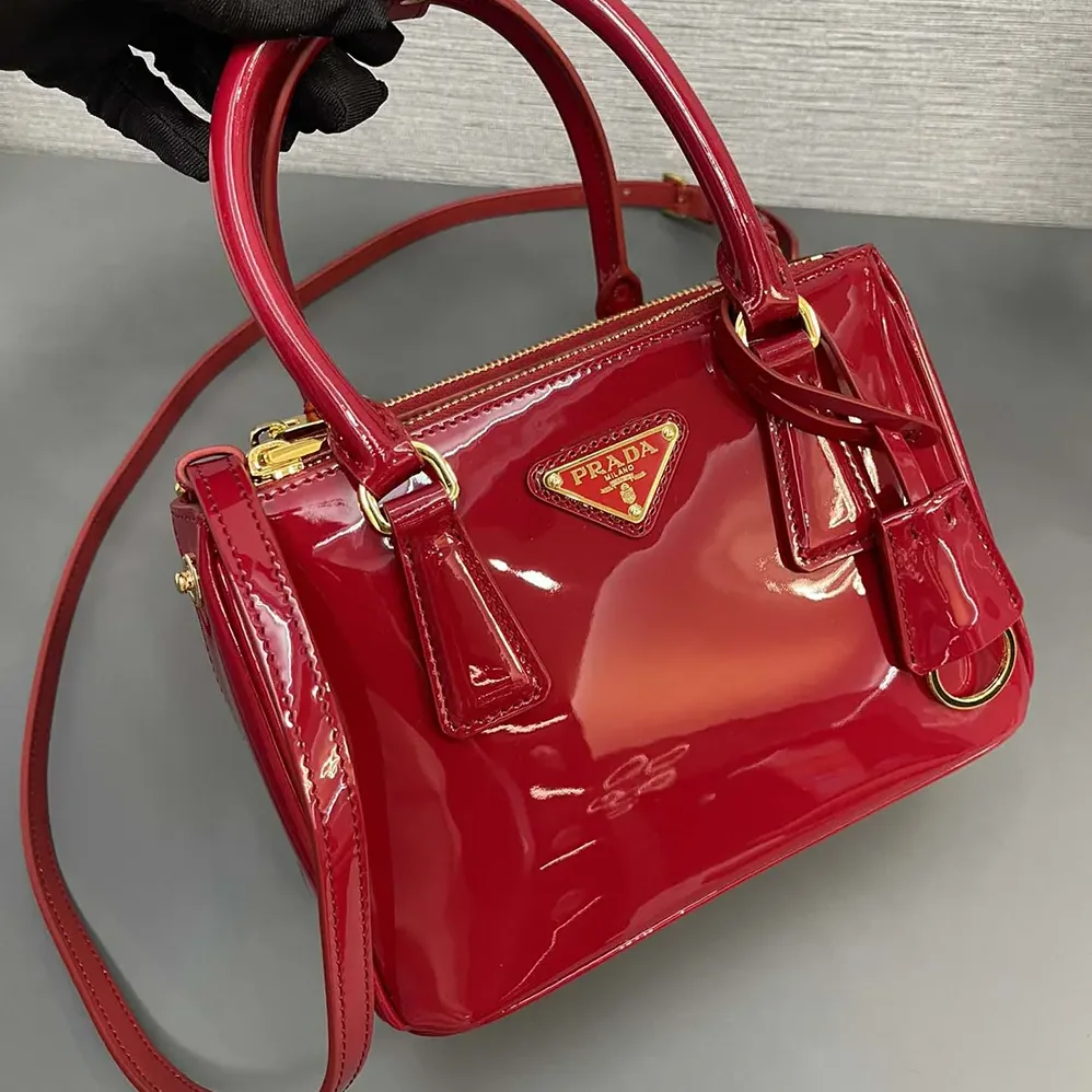 Prada Prada Galleria Patent Leather Mini Bag for Women in Red Prada Prada Galleria Patent Leather Mini Bag for Women in Red