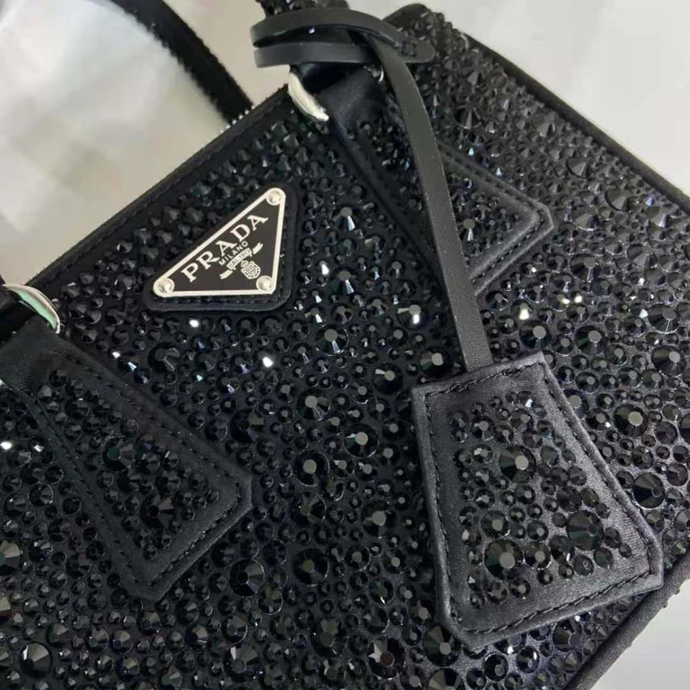 Prada Galleria Satin Mini-bag with Crystals for Women in Black