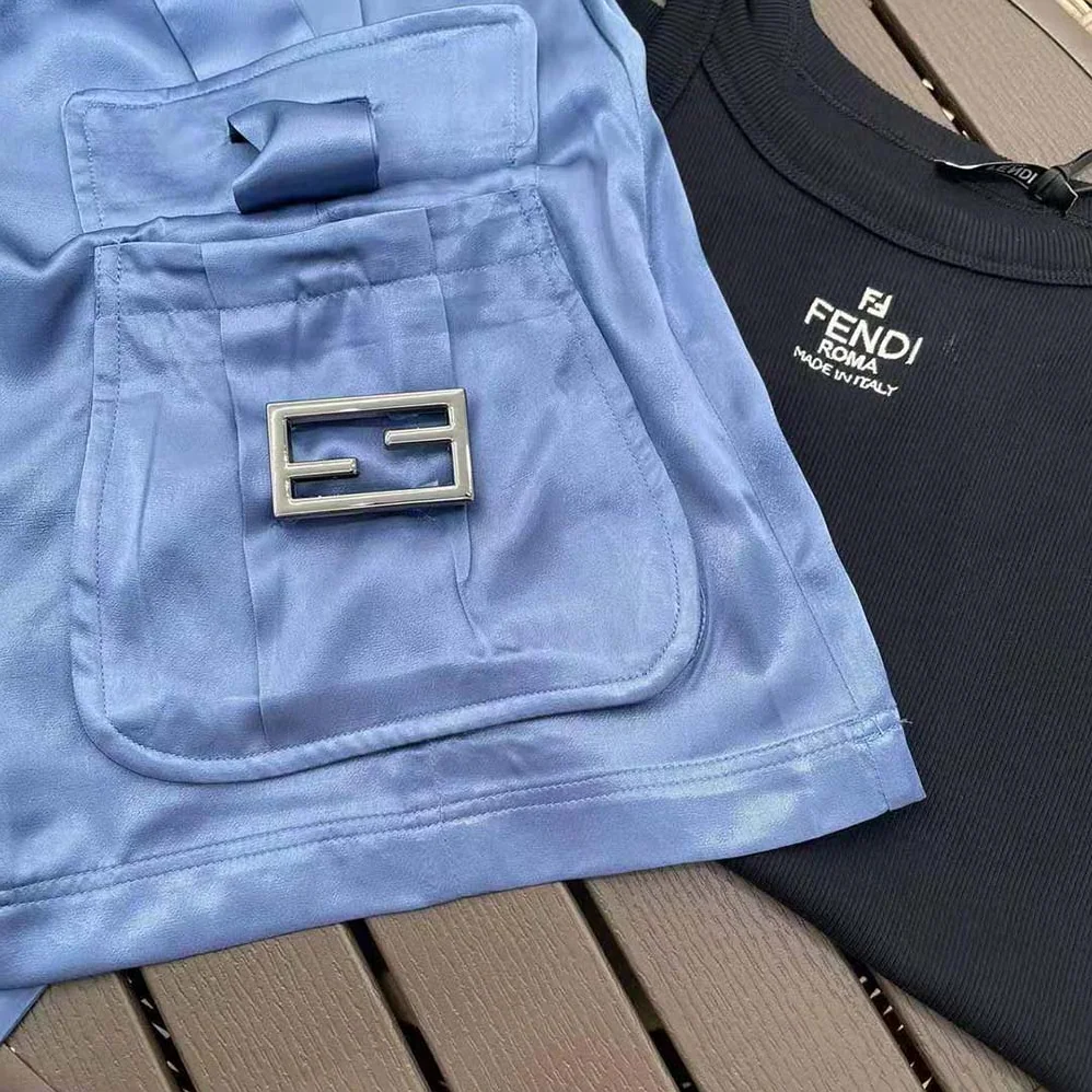 Fendi Blue Satin Skirt with Medium for Women in Low Waistline Fendi Blue Satin Skirt with Medium for Women in Low Waistline
