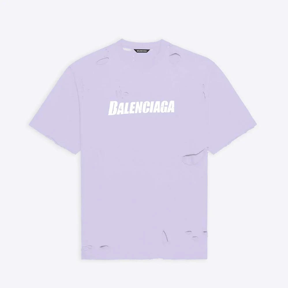 Balenciaga Destroyed T-shirt Boxy Fit in Purple for Women
