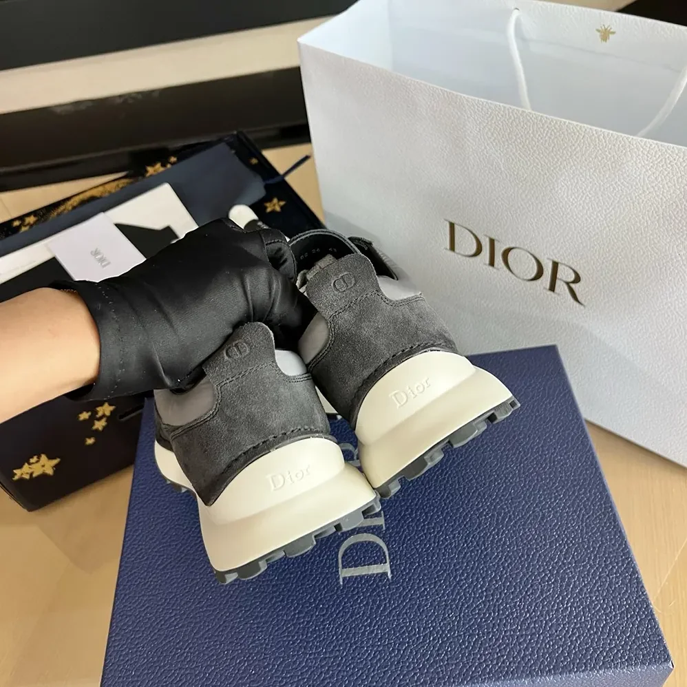Dior Squash Sneaker Black Suede Calfskin and Gray Technical Fabric for Unisex