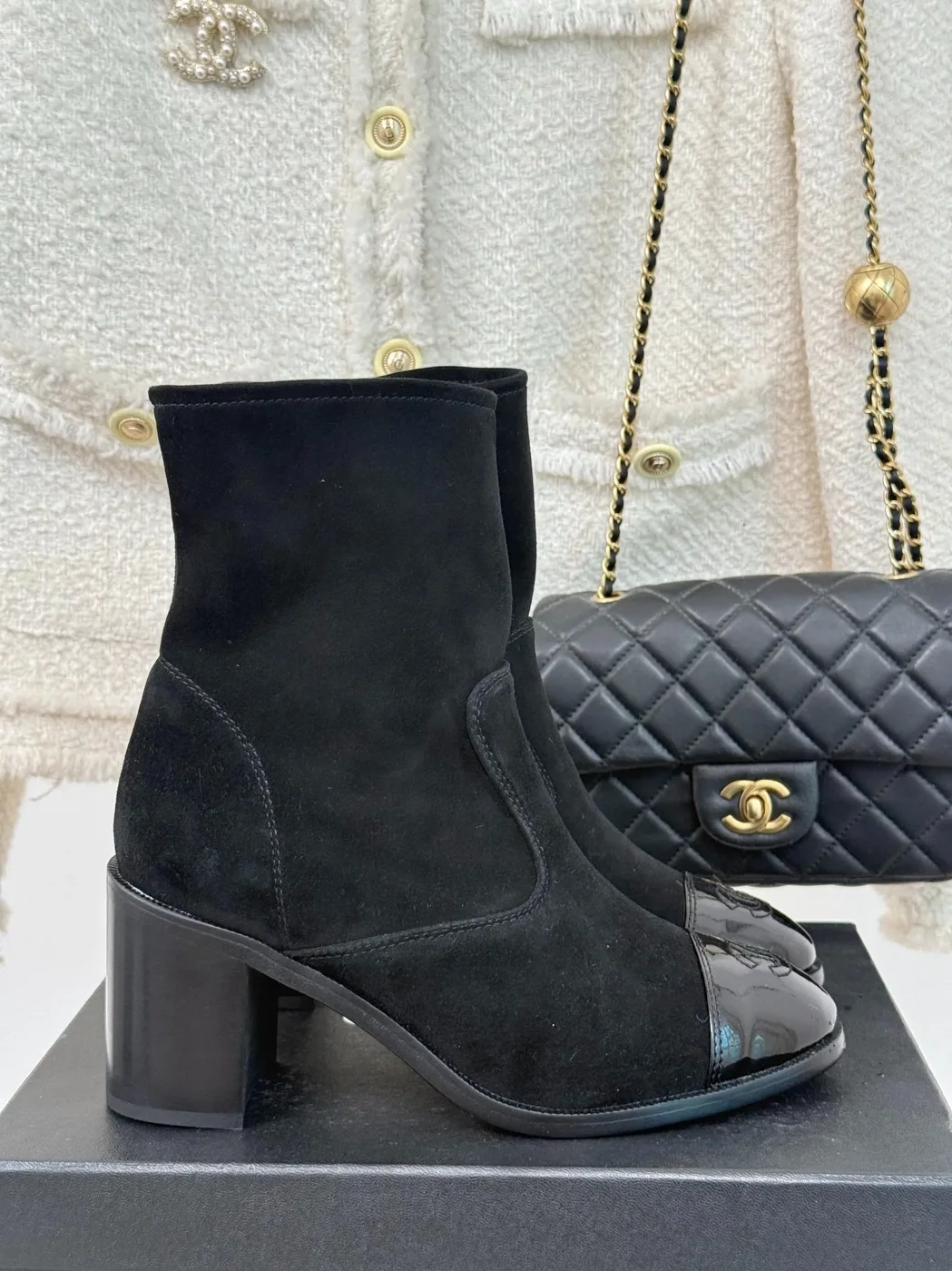 Chanel Ankle Chunky Heel Boots Black / Chanel Ankle Chunky Heel Boots Black /