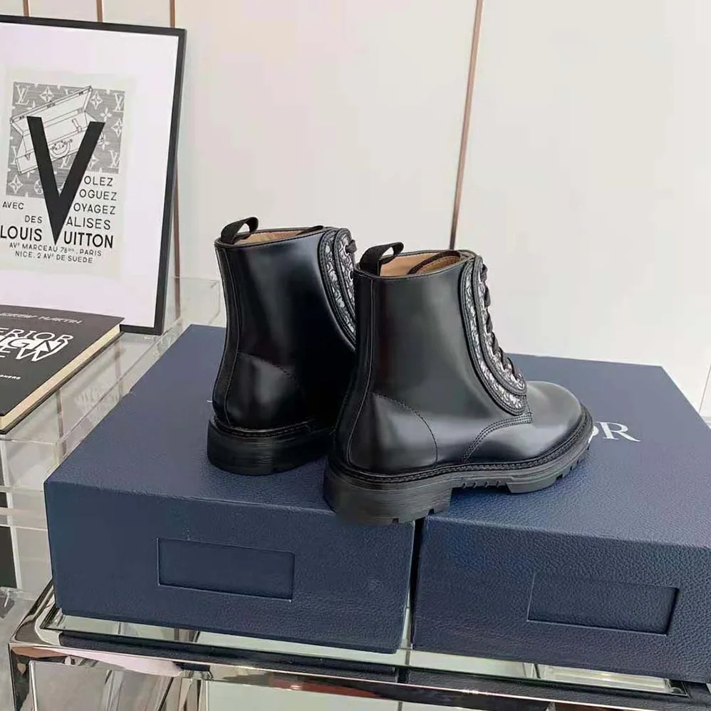 Dior Explorer II Laced Ankle Boot Black Polished Calfskin for Men