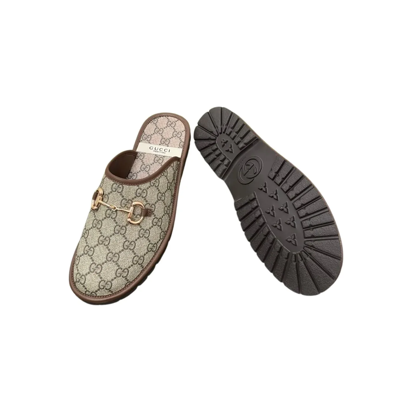 Gucci GG Slipper With Horsebit Gray GG Shoes for Men