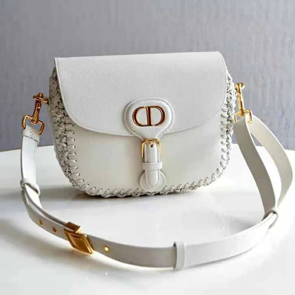 Dior Medium Dior Bobby Bag Grained Calfskin with Whipstitched Seams for Women in White Dior Medium Dior Bobby Bag Grained Calfskin with Whipstitched Seams for Women in White