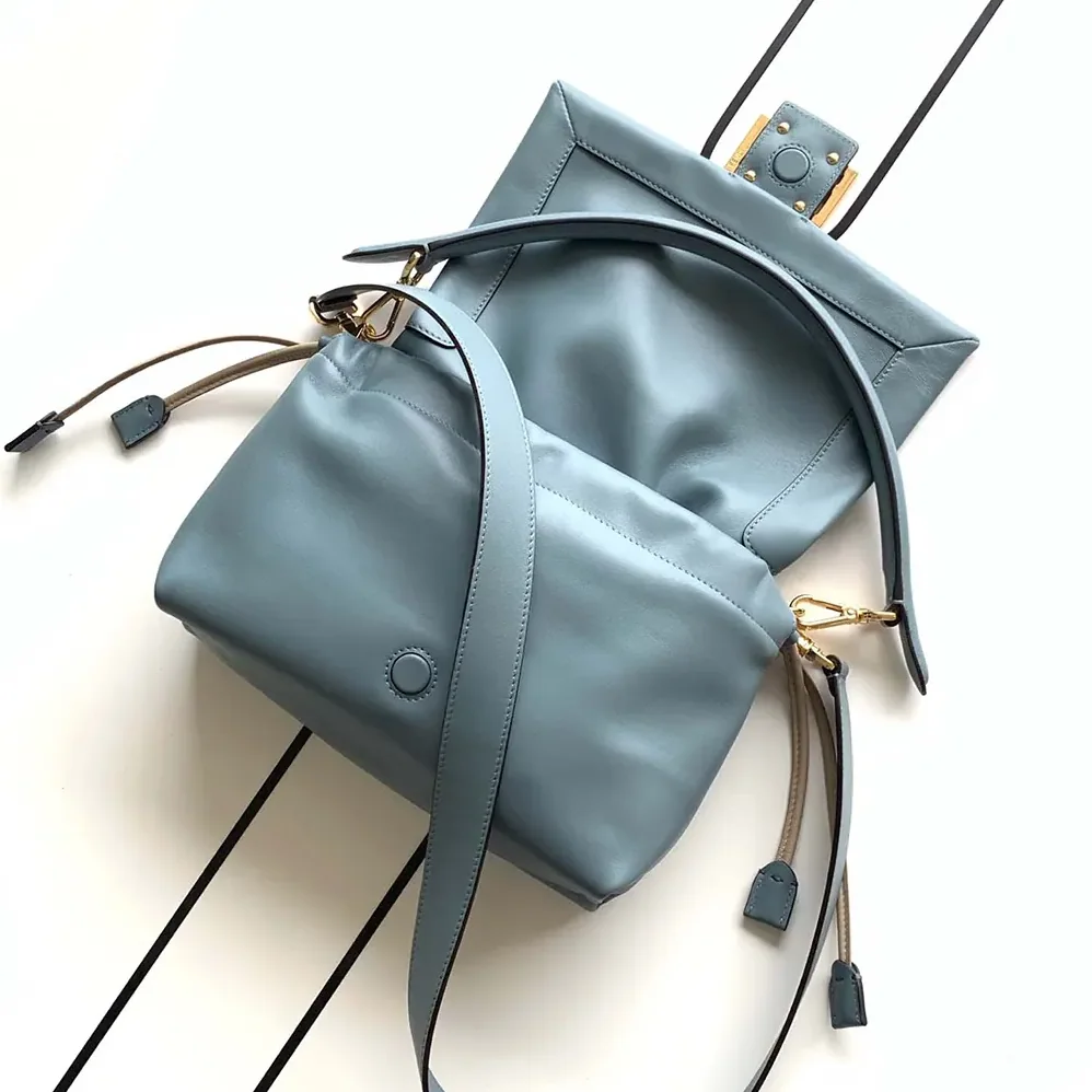 Fendi Mamma Baguette Medium Mercury Blue Nappa Leather Bag for Women Fendi Mamma Baguette Medium Mercury Blue Nappa Leather Bag for Women