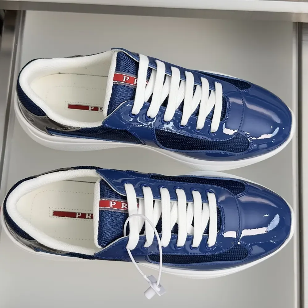Prada Patent Leather And Technical Fabric Prada America'S Cup Sneakers for Unisex in Navy
