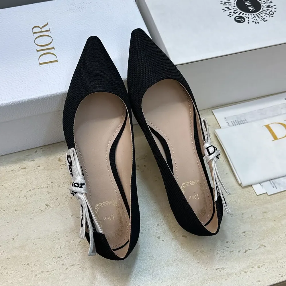Dior J'Adior Ballet Flat Black Technical Fabric for Women