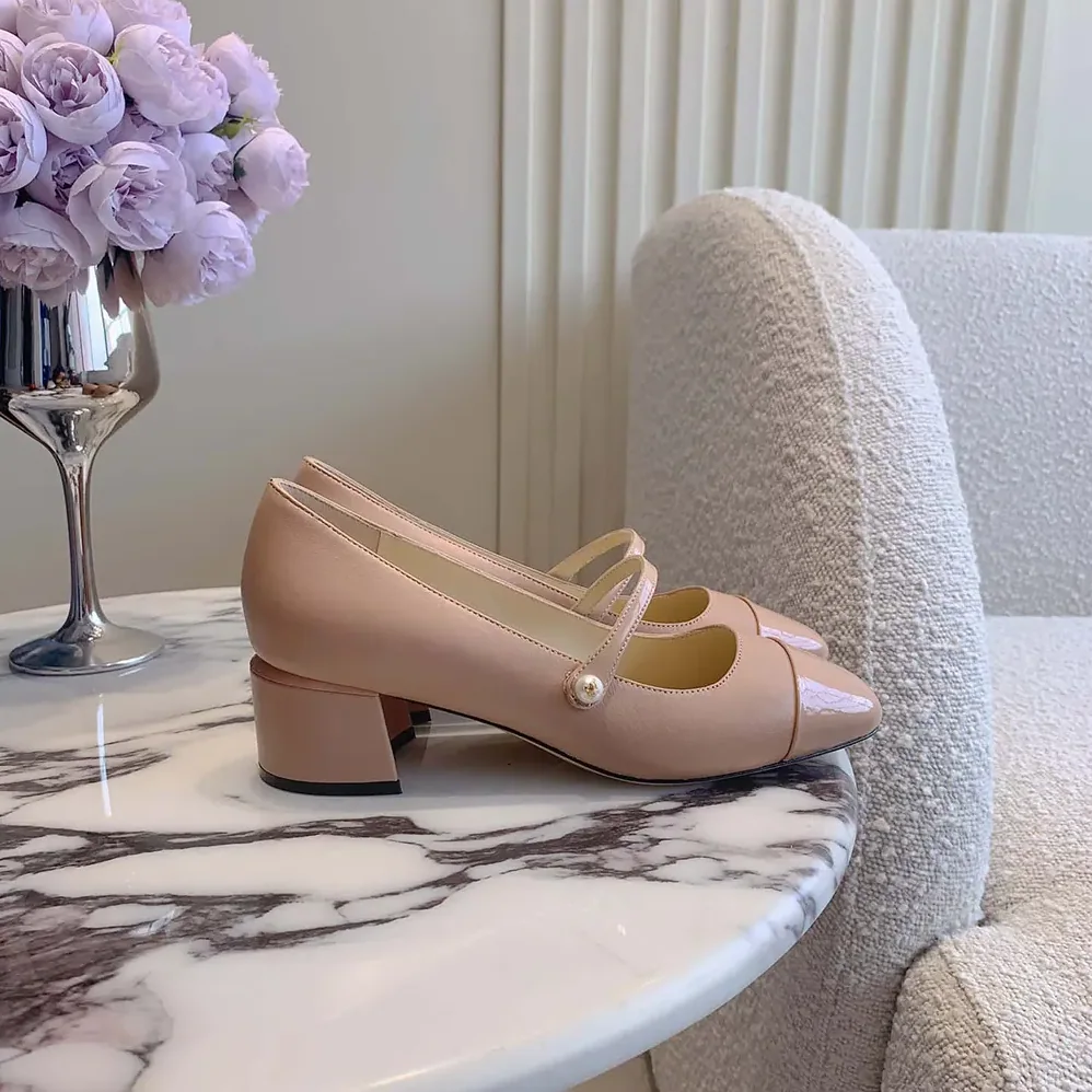 Jimmy Choo Elisa 45 Ballet Pink Nappa and Patent Leather Pumps for Women