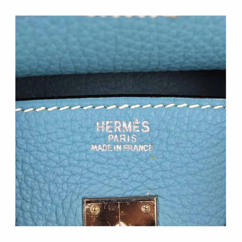 Hermes Birkin 25 Bag in Togo Leather with Silver Hardware in Blue Hermes Birkin 25 Bag in Togo Leather with Silver Hardware in Blue