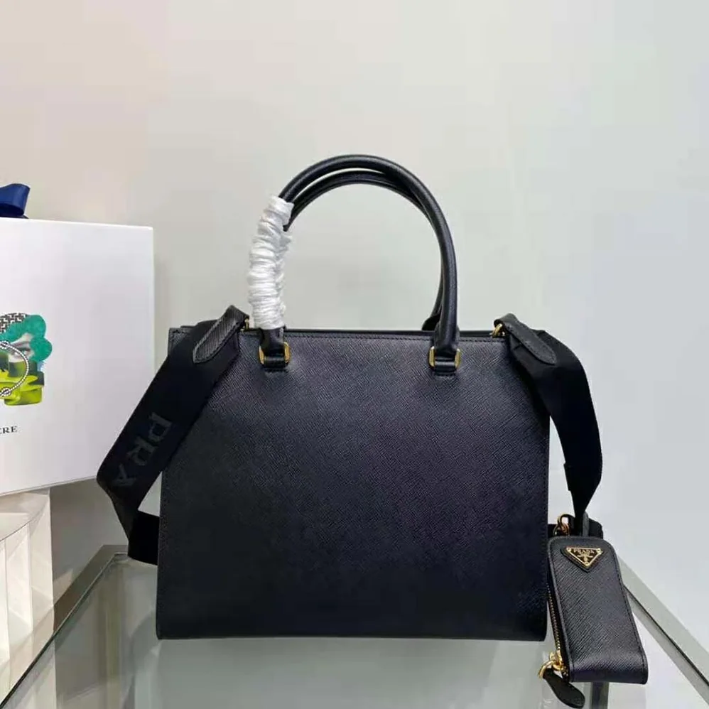 Prada Medium Saffiano Leather Handbag for Women in Black Prada Medium Saffiano Leather Handbag for Women in Black