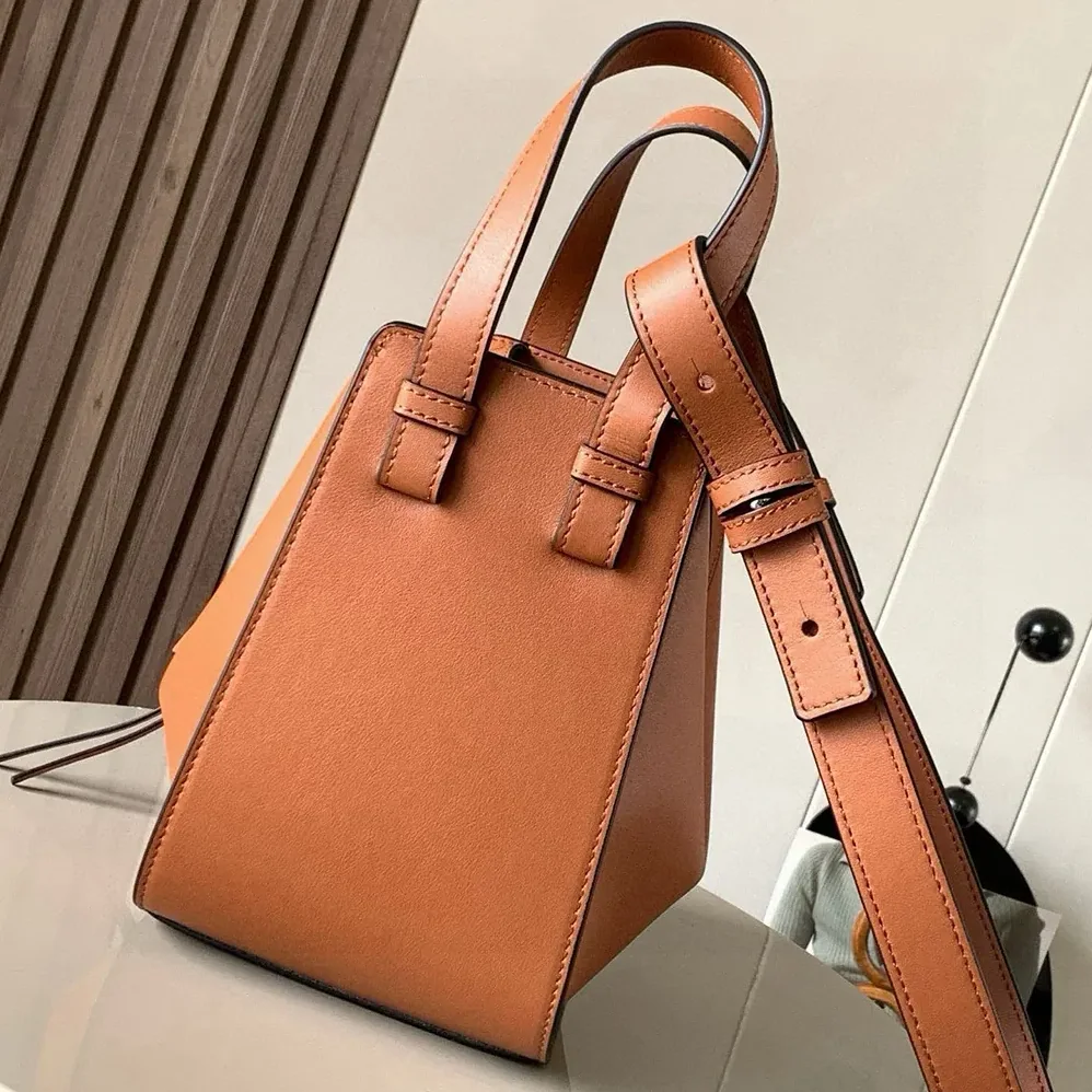 Loewe Compact Hammock Bag in in Classic Calfskin for Unisex in Tan Loewe Compact Hammock Bag in in Classic Calfskin for Unisex in Tan