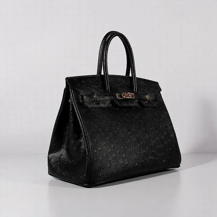 Hermes Birkin With Textures Top Handle Bag in Black Gold Hardware