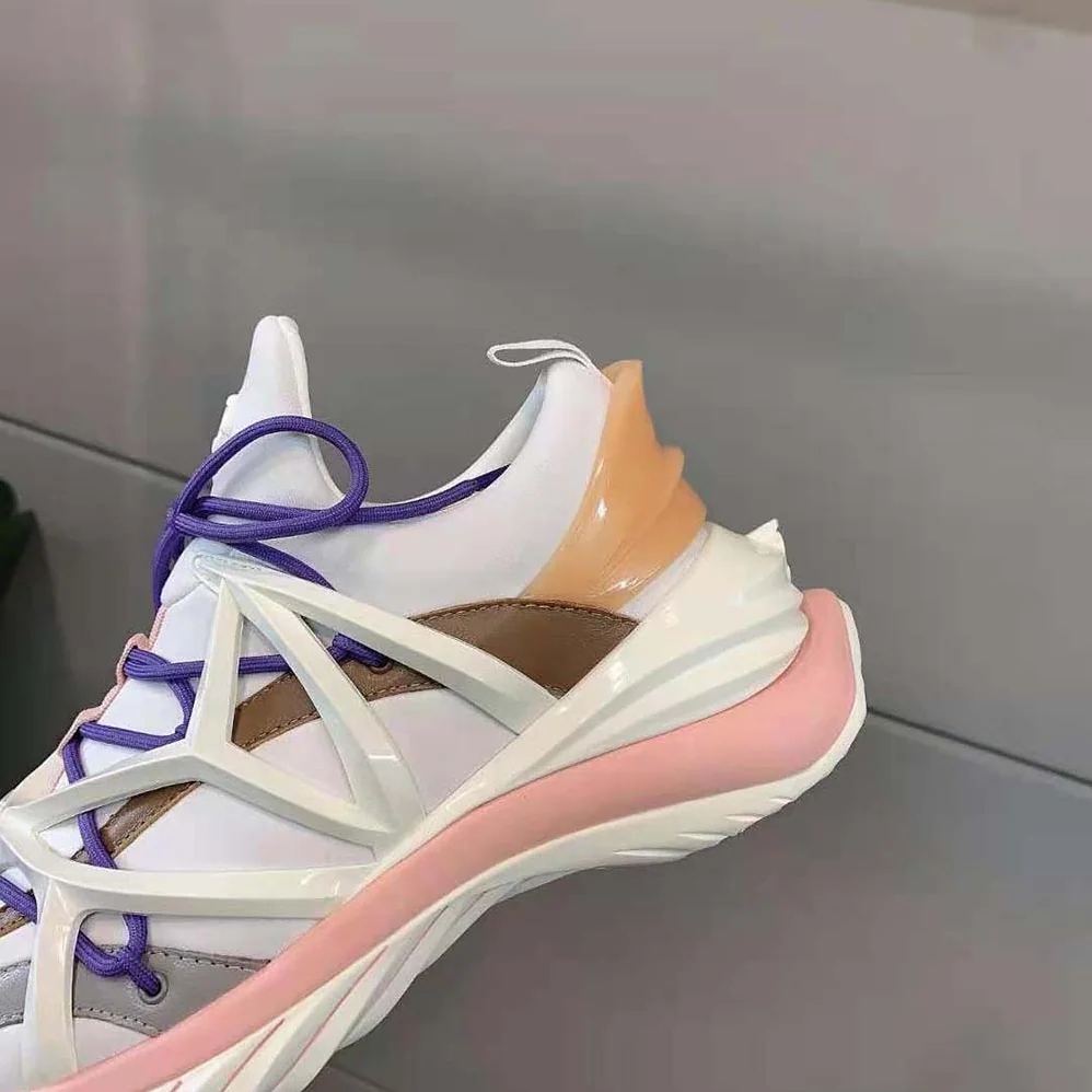 Jimmy Choo Cosmos/F White and Ballet Pink Leather and Neoprene Low for Women in Top Trainers