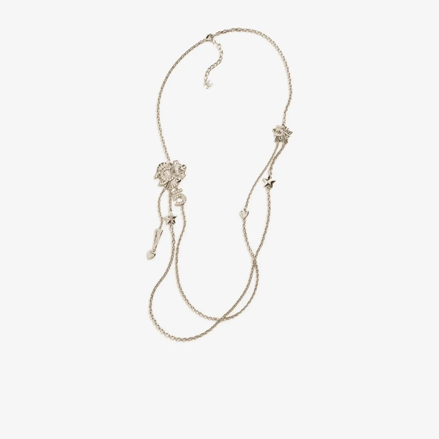Chanel Long Necklace Gold Crystal