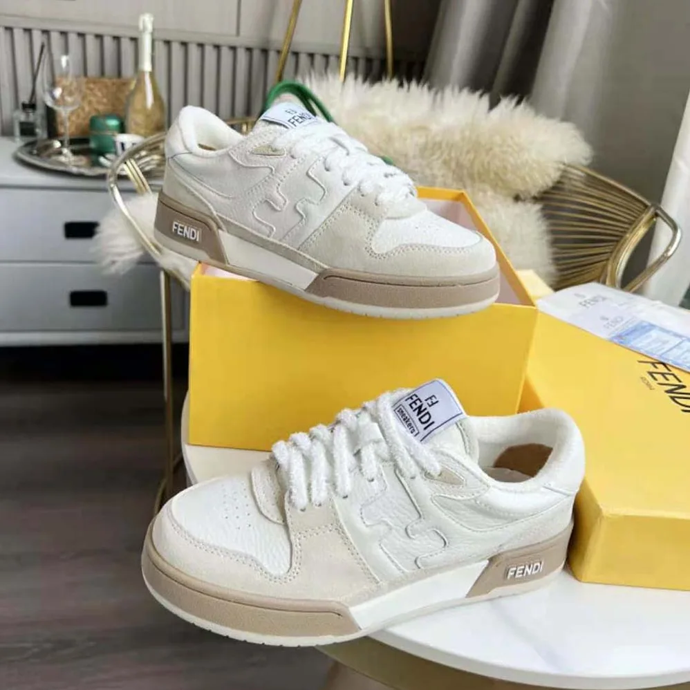 Fendi Match White Suede Low Tops for Unisex Fendi Match White Suede Low Tops for Unisex
