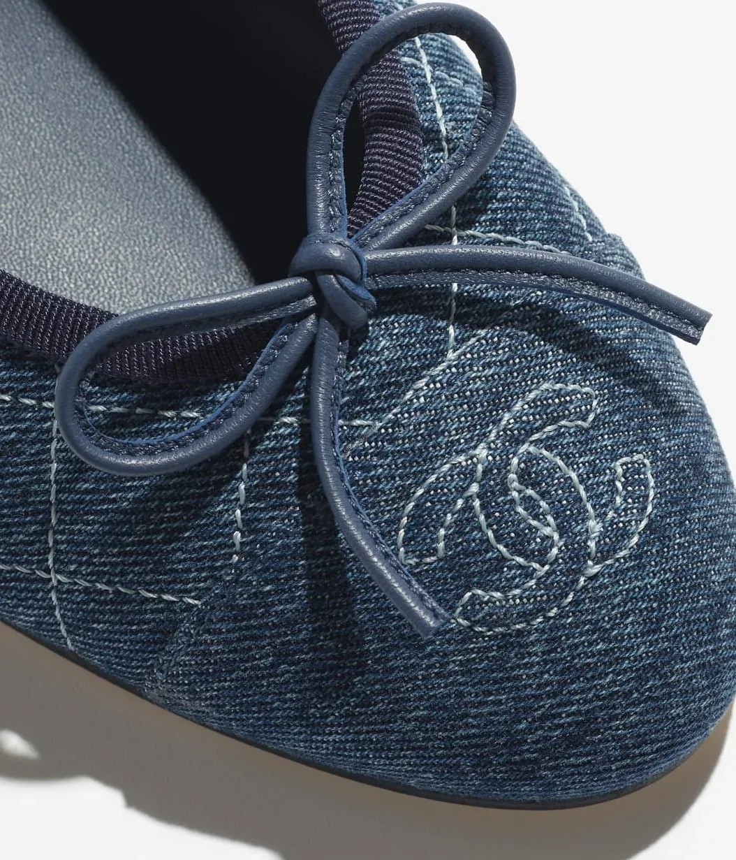 Chanel Ballet Flats Blue Denim --U7648