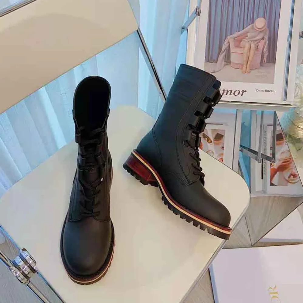 Dior Quest Boot Black Embossed Calfskin for Women