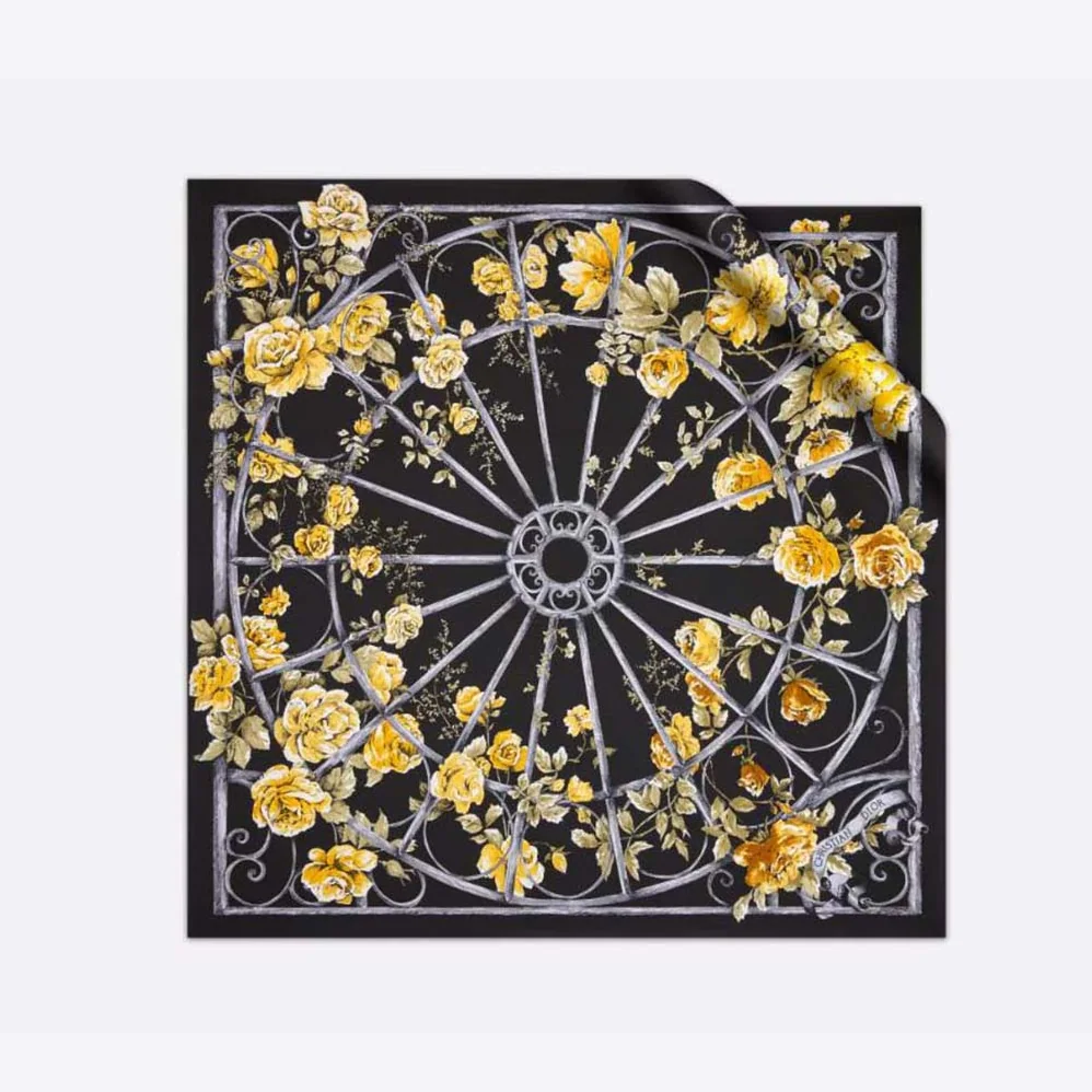 Dior Granville 90 Square Scarf Black and Gold for Women in Tone Silk Twill Dior Granville 90 Square Scarf Black and Gold for Women in Tone Silk Twill