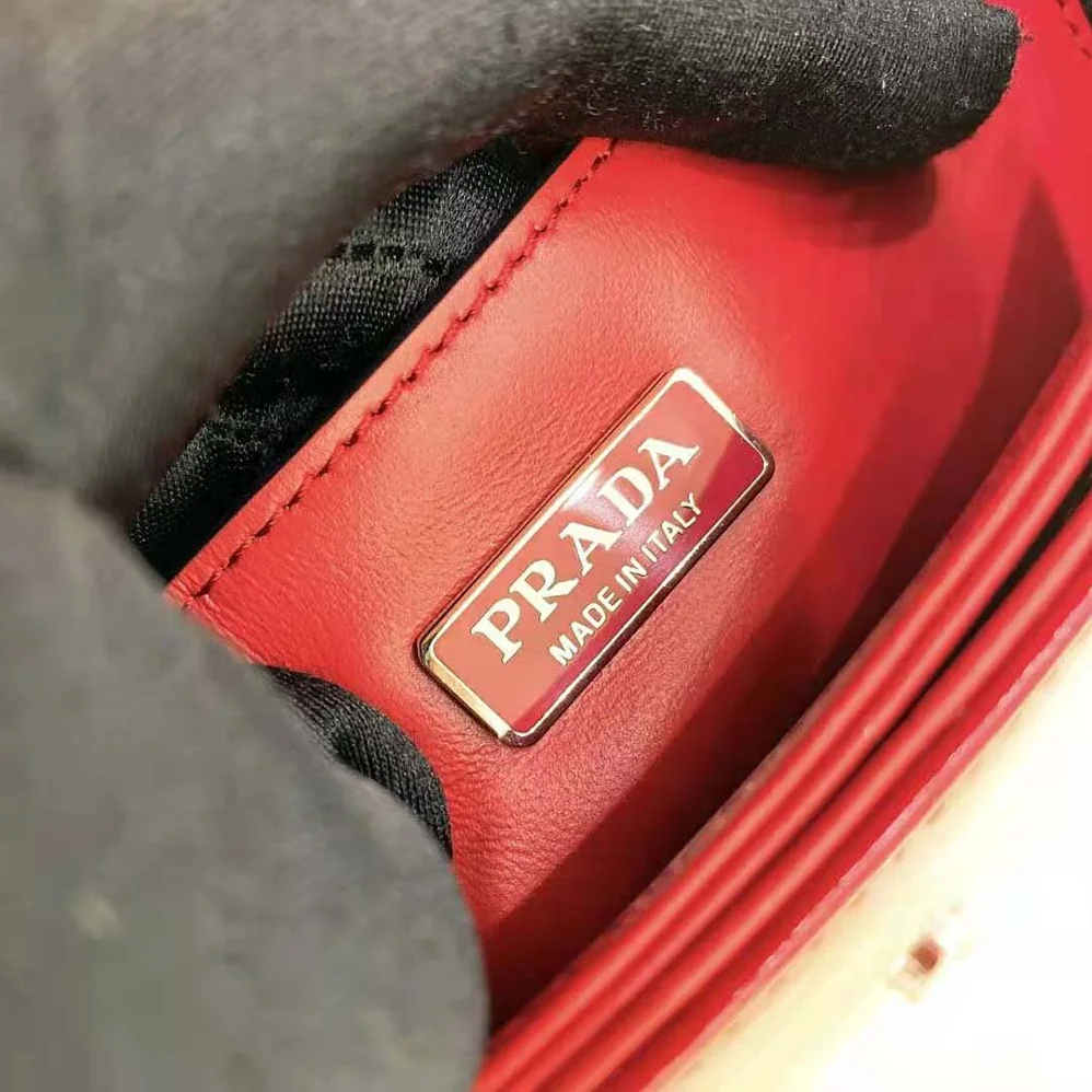 Prada Brushed Leather Shoulder Bag for Women in Red Prada Brushed Leather Shoulder Bag for Women in Red