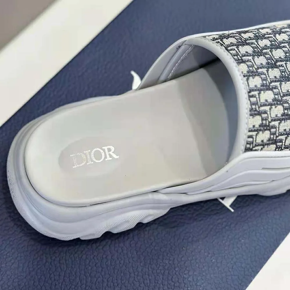 Dior H-town Sandal Gray Rubber with Beige and Black Dior Oblique Jacquard for Men Dior H-town Sandal Gray Rubber with Beige and Black Dior Oblique Jacquard for Men