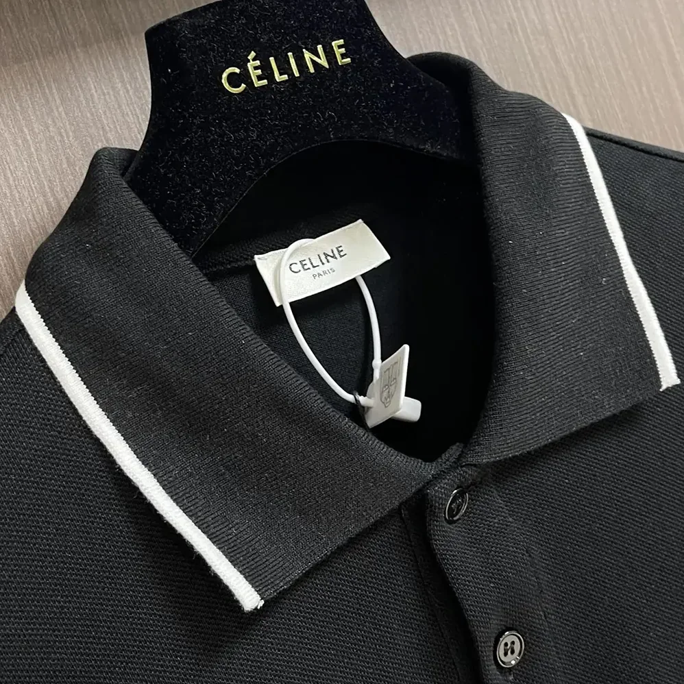 Celine Classic Polo Shirt in Cotton Piqué-Black 2X75H626U.38AW for Men Celine Classic Polo Shirt in Cotton Piqué-Black 2X75H626U.38AW for Men