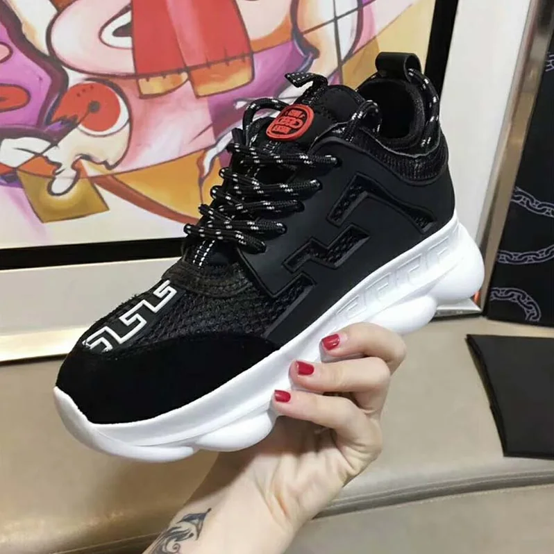 Versace Shoes Chain Reaction Sneakers for Men in Black Versace Shoes Chain Reaction Sneakers for Men in Black